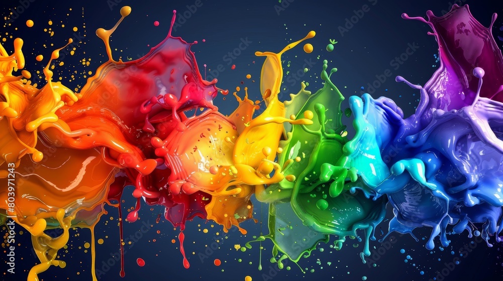 Poster vibrant abstract colorful background with paint splashes for creative design projects
