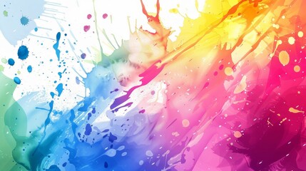 Vibrant abstract colorful background with dynamic splashes and multicolored paint streaks