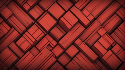 red theme vintage striped diagonal lines and blocks pattern abstract background from Generative AI