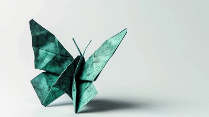 Obraz premium Origami butterfly. Animal made of paper on a white background. Paper folding art.