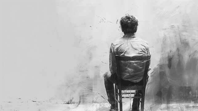 Man on a chair sad depression