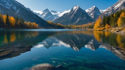 Naklejka premium lake louise banff Mountain Serenity Reflective Lake Vista