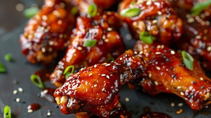 Mouthwatering fried chicken wings glazed in a sticky Korean BBQ sauce, topped with toasted sesame seeds