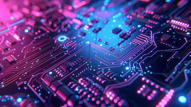 Blue and purple circuit technology background