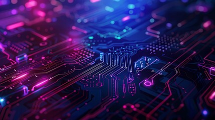 Obraz premium Blue and purple circuit technology background