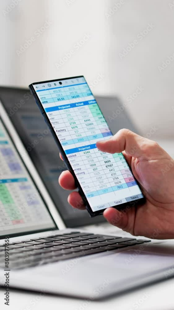 Poster Man Using Spreadsheet Data