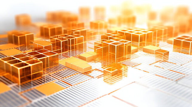 square grid digital currency blockchain on white background minimal crypto ledger