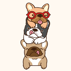 Vector Illustration of Cartoon French Bulldog Design on Isolated Background