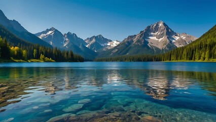 lake reflection  Mountain Serenity Reflective Lake Vista