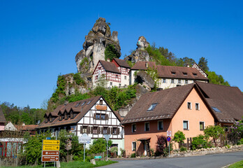 The rocks of Tüchersfeld in Franconian Switzerland in Bavaria, Germany