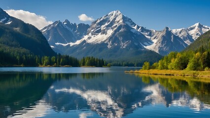 Fototapeta premium lake in yosemite Mountain Serenity Reflective Lake Vista