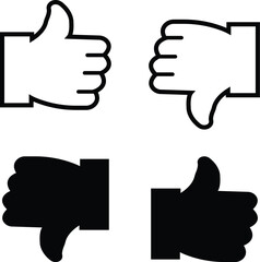 Obraz premium thumb up icon set like and dislike icons on white black background isolated on white