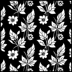 Black and white botanical pattern. For use in graphics, materials. Abstract plant shapes. Minimalist illustration for printing on wall decorations. Generated by Ai