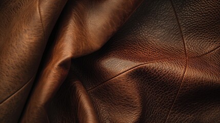 A close-up of fine, aged leather, its patina telling stories of luxury and time, set against a dark, moody background that highlights the material's rich history.