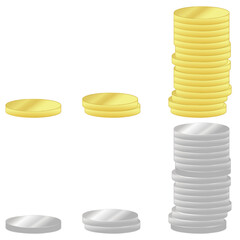 Stack gold and silver coins illustration. 