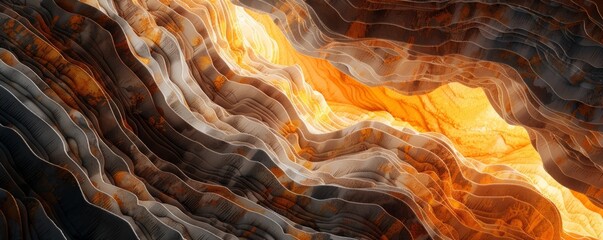 Curved Cave Formation with Brown and Orange Colored Rock. Natural Wonder Background. Generative AI