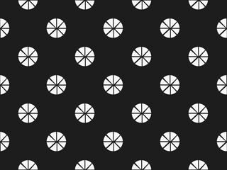 Abstract line round shape geometric motif ornamental pattern continuous black background. Oriental style mosaic tile modern lux fabric design textile swatch ladies dress, man shirt allover print block