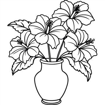 recommend clip art: Hibiscus Flower Bouquet illustration coloring book page design, Hibiscus Flower Bouquet black and white line art drawing coloring book pages for children and adults