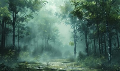Obraz premium fog in the woods
