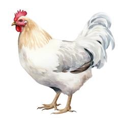 Fototapeta premium AI-Generated Watercolor Chicken Clip Art Illustration. Isolated elements on a white background.