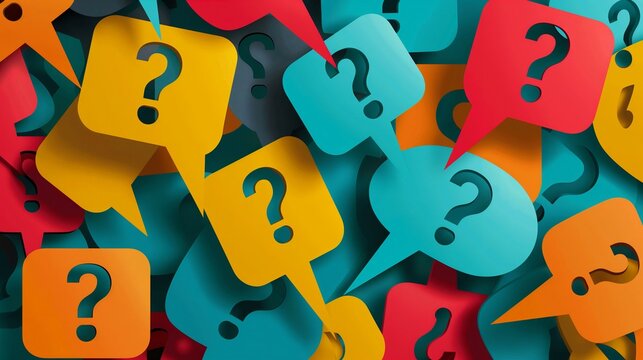 Colorful Speech Bubbles With Question Marks Concept Illustration