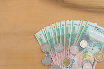Laos kip cash on the wood table background