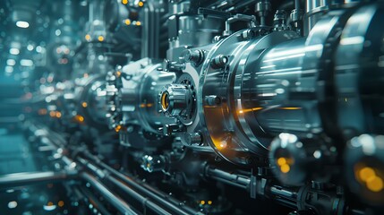 Fototapeta premium undersea manufacturing plant, where abyssal factory equipment merges with cutting-edge submerged technology, creating a hub for deep-sea industrial processes unseen on the surface,