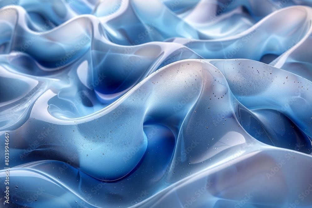 Poster a mesmerizing display of abstract blue waves intertwined with sparkling particles suggesting fluid m