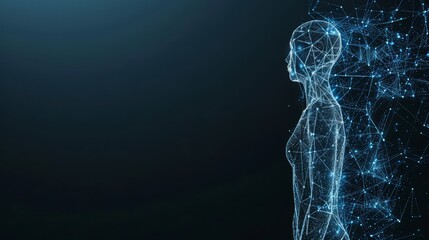 Holographic blue futuristic technology particle background