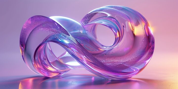 3D Render Of An Abstract Holographic Purple Sculpture