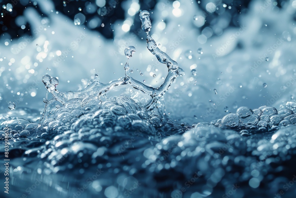 Poster this stunning image captures a dynamic splash of water with bubbles, frozen in time, showcasing the 