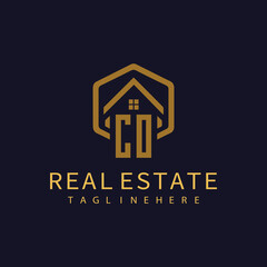 CO initial monogram logo for real estate design.