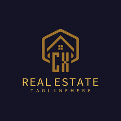 CX initial monogram logo for real estate design.