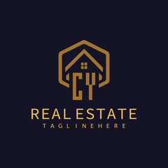 CY initial monogram logo for real estate design.