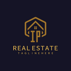 IP initial monogram logo for real estate design.