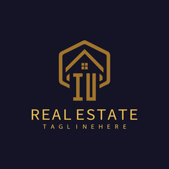 IU initial monogram logo for real estate design.