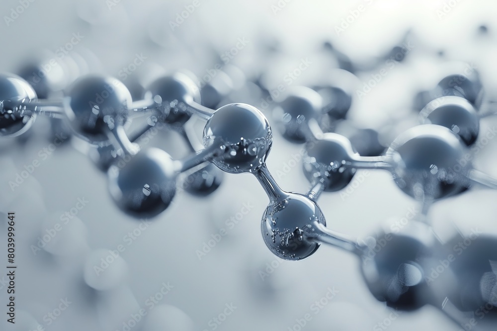 Poster this image is a highly detailed 3d rendering of a molecule chain, representing concepts of science a