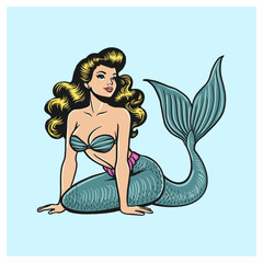 Obraz premium beauty mermaid cute girl sea creature