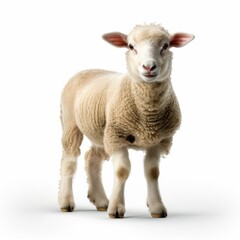 Fototapeta premium Fluffy sheep standing gracefully exuding calmness and innocence