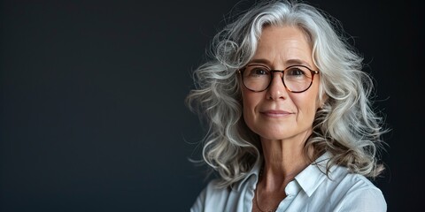 Confident senior woman in body positive corporate portrait.