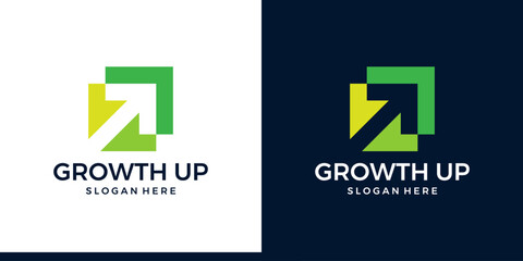 Modern Growth Up logo design. Arrow logo design graphic icon vector. Symbols for business, marketing, finance and management companies.