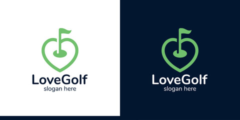 Obraz premium Heart love logo design with golf design graphic symbol icon vector.