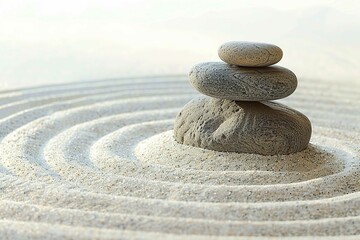 Zen garden with sand and rocks 