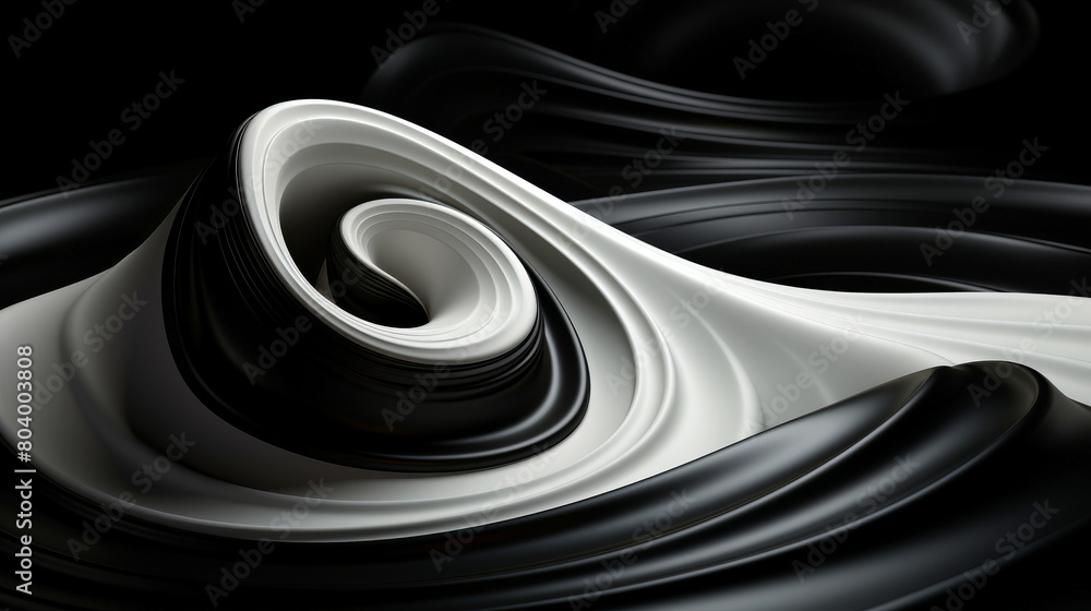 Poster abstract black and white spiral pattern swirls, creating mesmerizing vortex of optical illusion and 