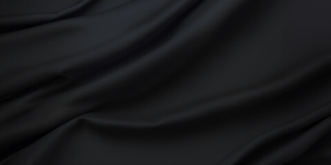 Fototapeta premium A black fabric with a pattern that is folded and draped. The fabric is smooth and shiny, and it has a luxurious feel to it. Concept of elegance and sophistication