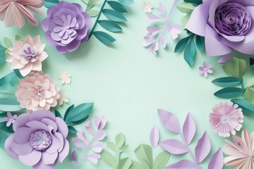 Paper flowers arranged in a circle, suitable for various design projects