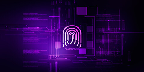 2d Illustration Fingerprint Scanning Technology Concept 