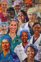 Diverse Cultural Collage of Nurses., International Nurses Day, hospital care, dedication and skills.