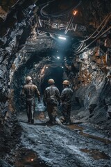 Group of men walking through a tunnel, suitable for business or teamwork concepts