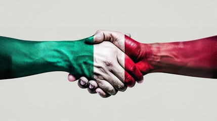 Handshake Between Italy and Mexico Flags Painted Illustration